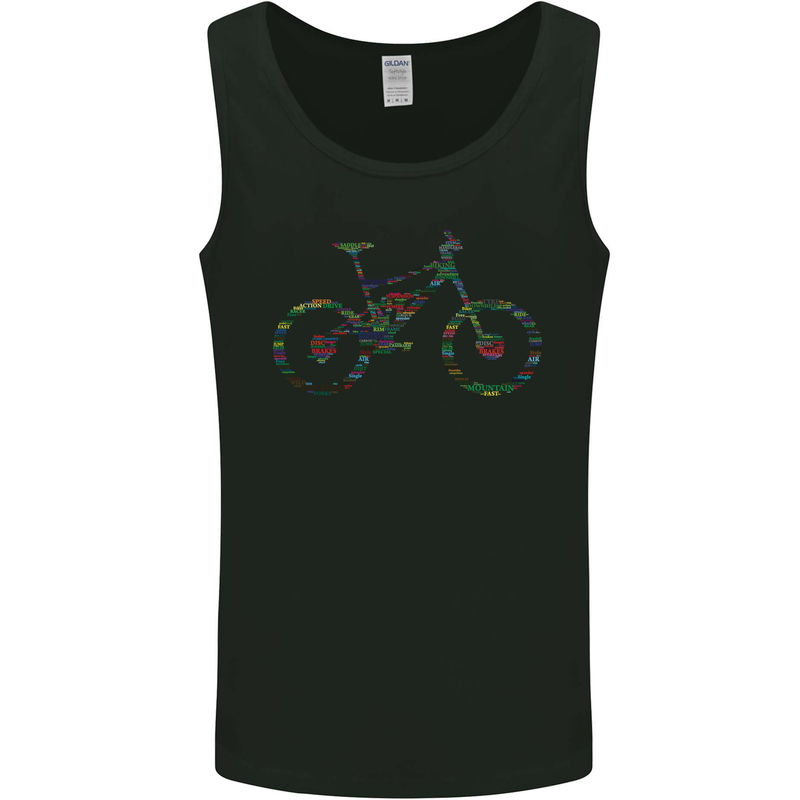 Cycling Word Cloud Cyclist Bicycle Mens Vest Tank Top Black
