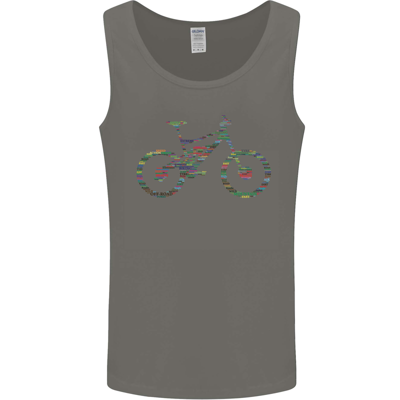 Cycling Word Cloud Cyclist Bicycle Mens Vest Tank Top Charcoal