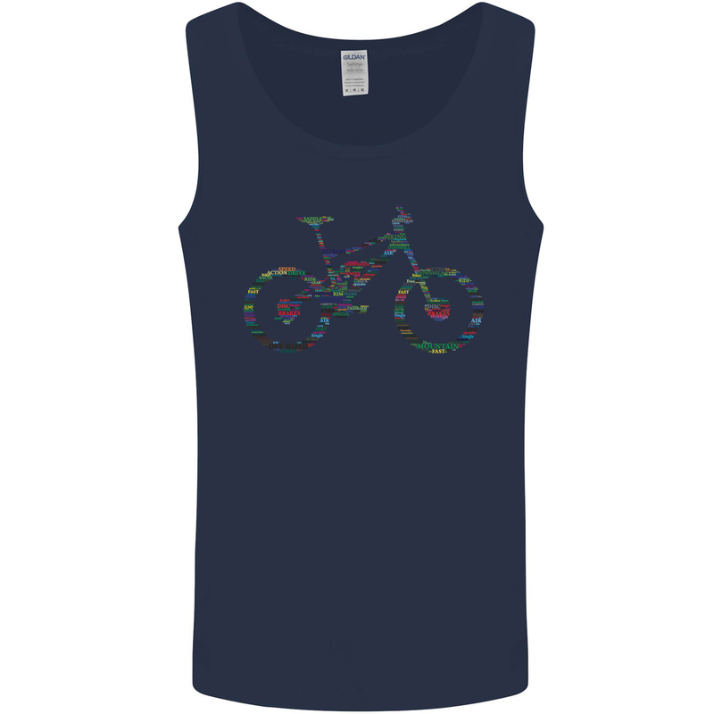 Cycling Word Cloud Cyclist Bicycle Mens Vest Tank Top Navy Blue