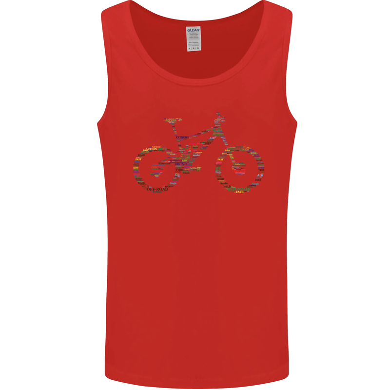 Cycling Word Cloud Cyclist Bicycle Mens Vest Tank Top Red
