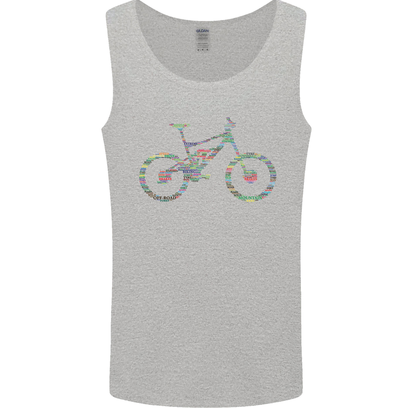 Cycling Word Cloud Cyclist Bicycle Mens Vest Tank Top Sports Grey