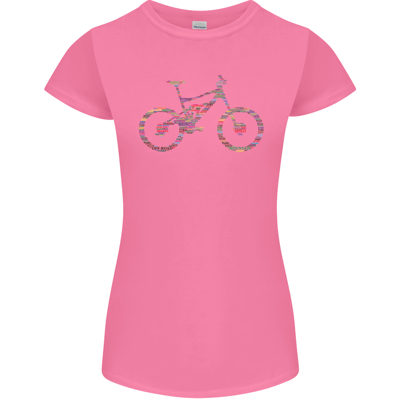 Cycling Word Cloud Cyclist Bicycle Womens Petite Cut T-Shirt Azalea