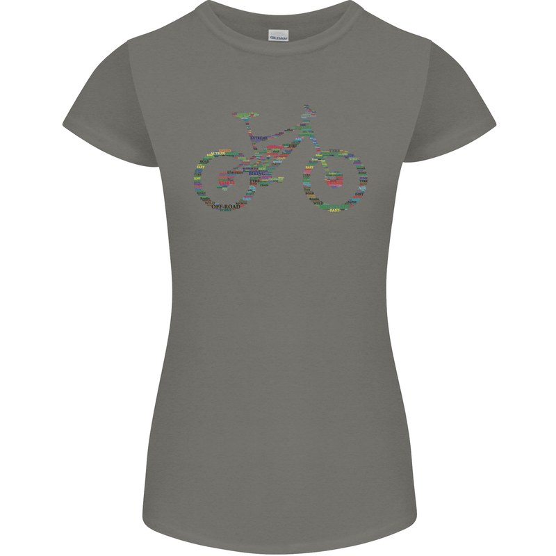 Cycling Word Cloud Cyclist Bicycle Womens Petite Cut T-Shirt Charcoal
