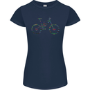 Cycling Word Cloud Cyclist Bicycle Womens Petite Cut T-Shirt Navy Blue