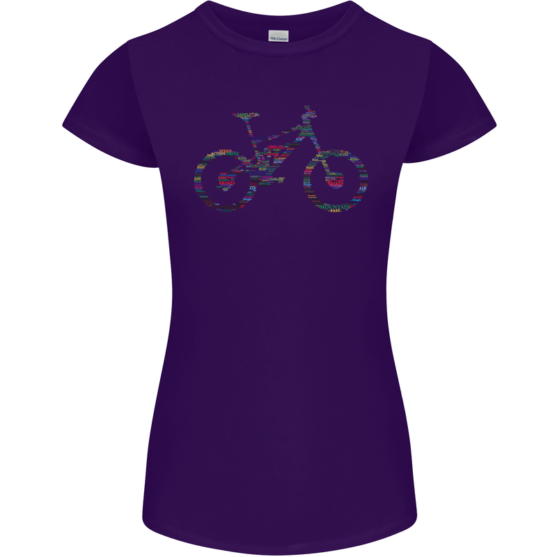 Cycling Word Cloud Cyclist Bicycle Womens Petite Cut T-Shirt Purple