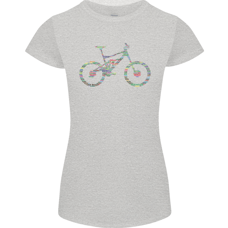 Cycling Word Cloud Cyclist Bicycle Womens Petite Cut T-Shirt Sports Grey