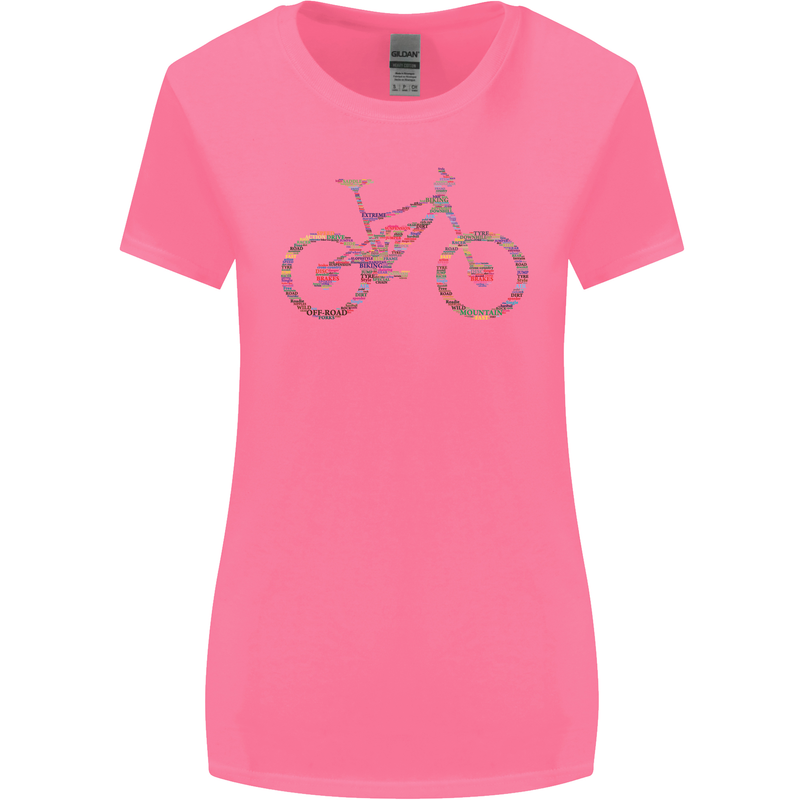 Cycling Word Cloud Cyclist Bicycle Womens Wider Cut T-Shirt Azalea