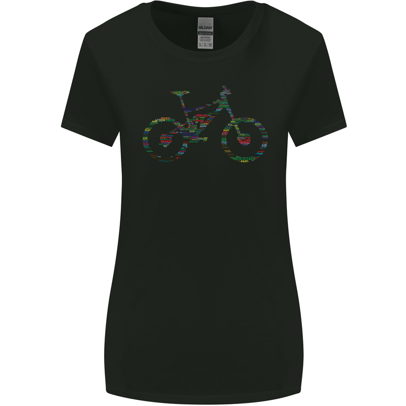 Cycling Word Cloud Cyclist Bicycle Womens Wider Cut T-Shirt Black
