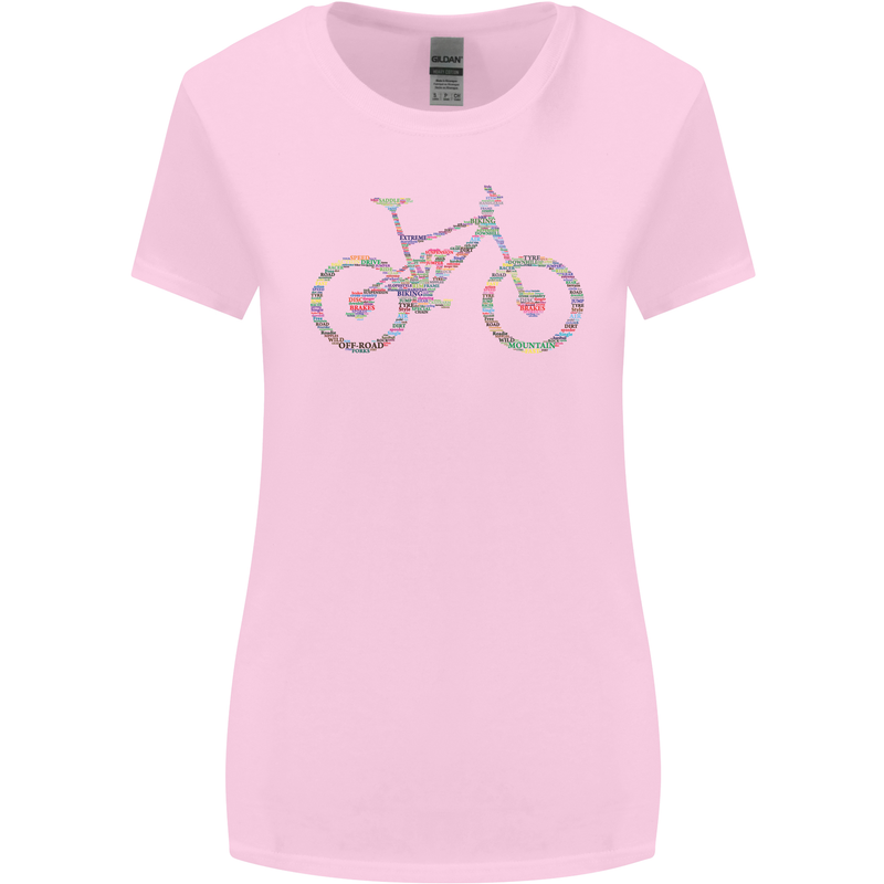 Cycling Word Cloud Cyclist Bicycle Womens Wider Cut T-Shirt Light Pink