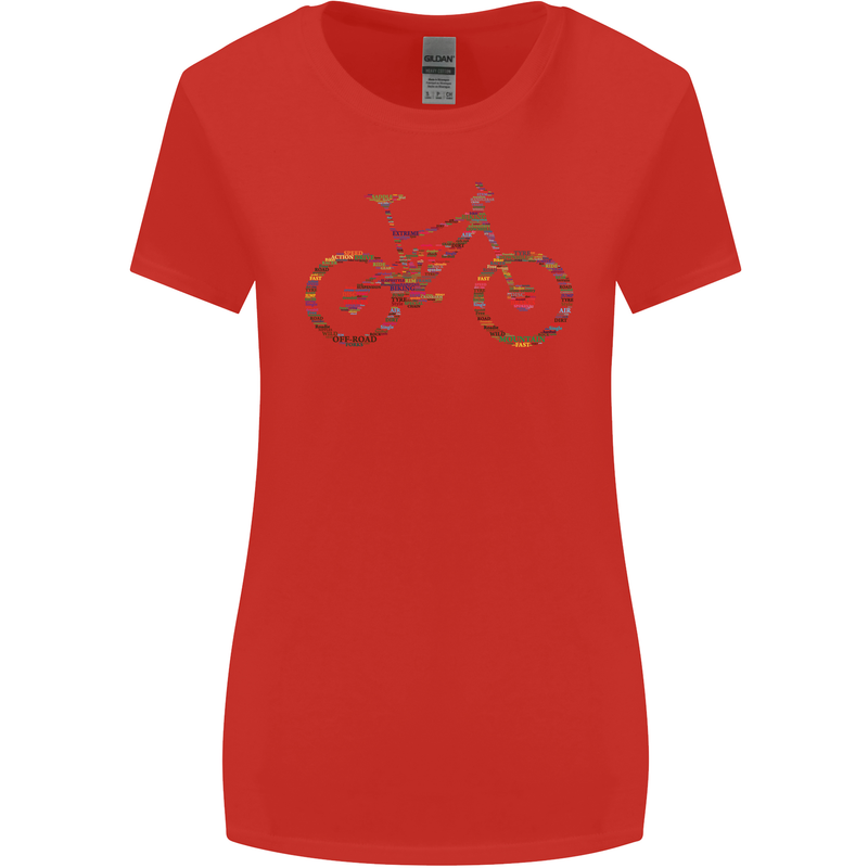 Cycling Word Cloud Cyclist Bicycle Womens Wider Cut T-Shirt Red