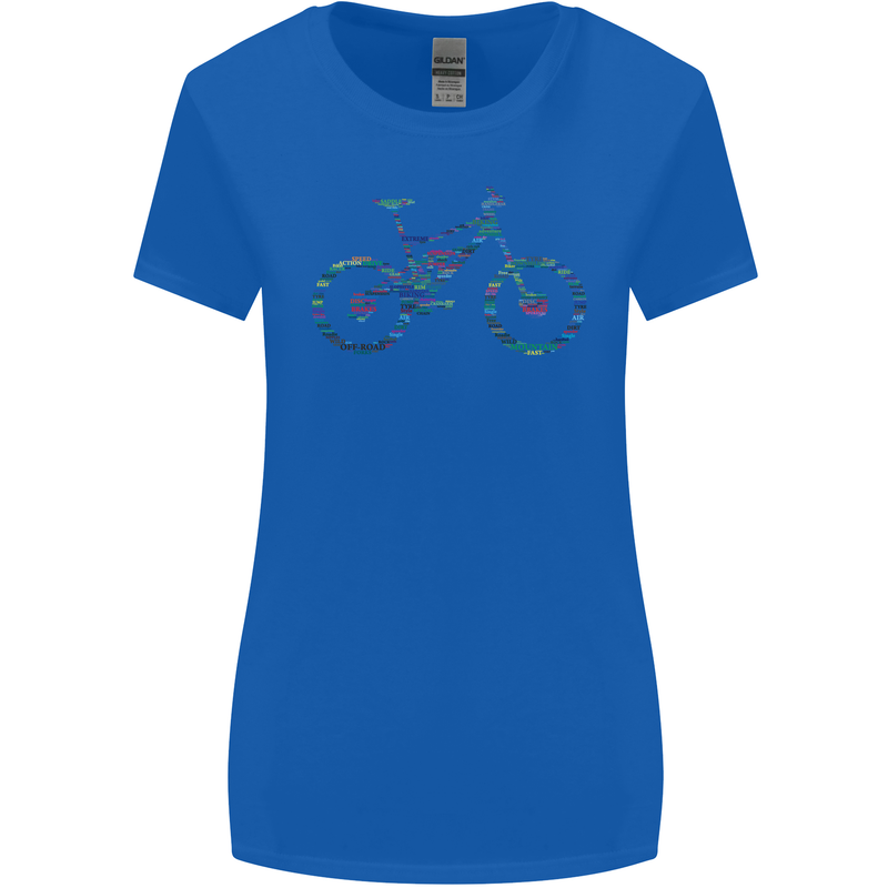 Cycling Word Cloud Cyclist Bicycle Womens Wider Cut T-Shirt Royal Blue