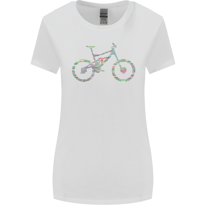 Cycling Word Cloud Cyclist Bicycle Womens Wider Cut T-Shirt White