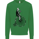 Cycling a Frog Riding a Penny Farthing Kids Sweatshirt Jumper Irish Green
