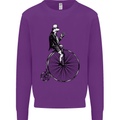 Cycling a Frog Riding a Penny Farthing Kids Sweatshirt Jumper Purple