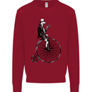 Cycling a Frog Riding a Penny Farthing Kids Sweatshirt Jumper Red