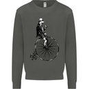 Cycling a Frog Riding a Penny Farthing Kids Sweatshirt Jumper Storm Grey