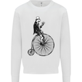 Cycling a Frog Riding a Penny Farthing Kids Sweatshirt Jumper White