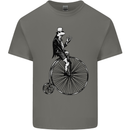 Cycling a Frog Riding a Penny Farthing Kids T-Shirt Childrens Charcoal