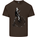 Cycling a Frog Riding a Penny Farthing Kids T-Shirt Childrens Chocolate
