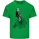 Cycling a Frog Riding a Penny Farthing Kids T-Shirt Childrens Irish Green