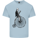 Cycling a Frog Riding a Penny Farthing Kids T-Shirt Childrens Light Blue