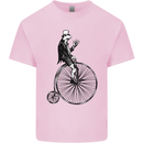 Cycling a Frog Riding a Penny Farthing Kids T-Shirt Childrens Light Pink