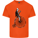 Cycling a Frog Riding a Penny Farthing Kids T-Shirt Childrens Orange