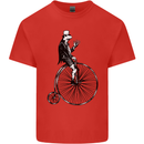 Cycling a Frog Riding a Penny Farthing Kids T-Shirt Childrens Red