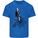 Cycling a Frog Riding a Penny Farthing Kids T-Shirt Childrens Royal Blue