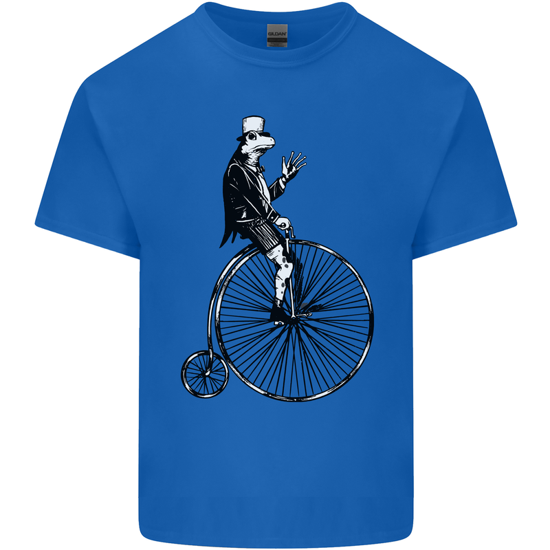 Cycling a Frog Riding a Penny Farthing Kids T-Shirt Childrens Royal Blue