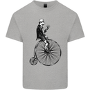 Cycling a Frog Riding a Penny Farthing Kids T-Shirt Childrens Sports Grey