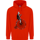 Cycling a Frog Riding a Penny Farthing Mens 80% Cotton Hoodie Bright Red