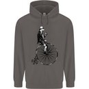 Cycling a Frog Riding a Penny Farthing Mens 80% Cotton Hoodie Charcoal