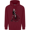 Cycling a Frog Riding a Penny Farthing Mens 80% Cotton Hoodie Maroon
