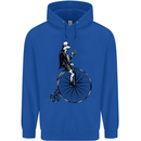 Cycling a Frog Riding a Penny Farthing Mens 80% Cotton Hoodie Royal Blue
