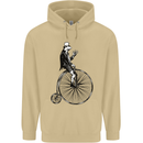 Cycling a Frog Riding a Penny Farthing Mens 80% Cotton Hoodie Sand