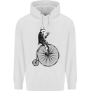 Cycling a Frog Riding a Penny Farthing Mens 80% Cotton Hoodie White