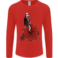 Cycling a Frog Riding a Penny Farthing Mens Long Sleeve T-Shirt Red