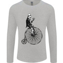 Cycling a Frog Riding a Penny Farthing Mens Long Sleeve T-Shirt Sports Grey