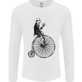 Cycling a Frog Riding a Penny Farthing Mens Long Sleeve T-Shirt White