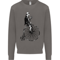 Cycling a Frog Riding a Penny Farthing Mens Sweatshirt Jumper Charcoal