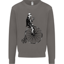 Cycling a Frog Riding a Penny Farthing Mens Sweatshirt Jumper Charcoal