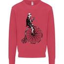 Cycling a Frog Riding a Penny Farthing Mens Sweatshirt Jumper Heliconia