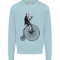 Cycling a Frog Riding a Penny Farthing Mens Sweatshirt Jumper Light Blue