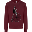 Cycling a Frog Riding a Penny Farthing Mens Sweatshirt Jumper Maroon