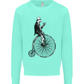 Cycling a Frog Riding a Penny Farthing Mens Sweatshirt Jumper Peppermint