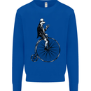 Cycling a Frog Riding a Penny Farthing Mens Sweatshirt Jumper Royal Blue