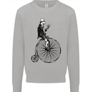 Cycling a Frog Riding a Penny Farthing Mens Sweatshirt Jumper Sports Grey