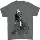 Cycling a Frog Riding a Penny Farthing Mens T-Shirt Cotton Gildan Charcoal
