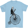 Cycling a Frog Riding a Penny Farthing Mens T-Shirt Cotton Gildan Light Blue